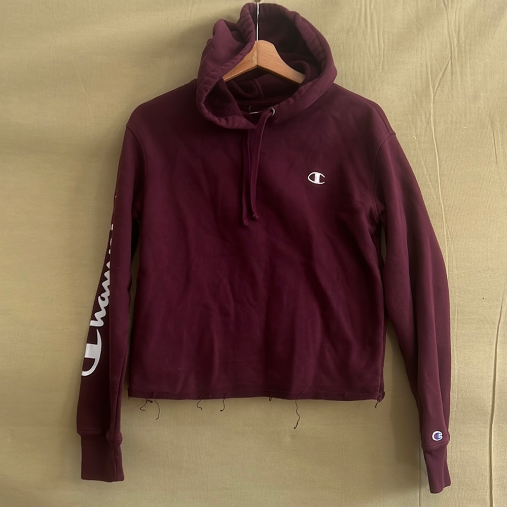 Champion Maroon Cropped Hoodie